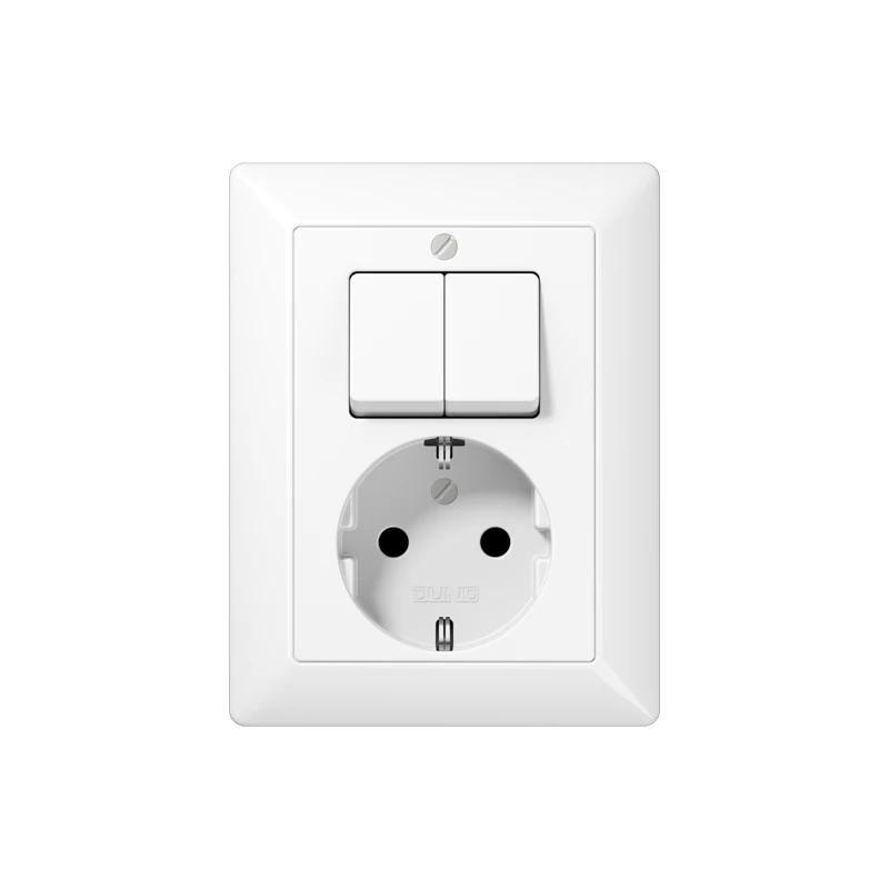 Розетка SCHUKO® 16 A 250 В ~ с многоканальным выключателем 10 AX 250 В ~, Дюропласт, белый