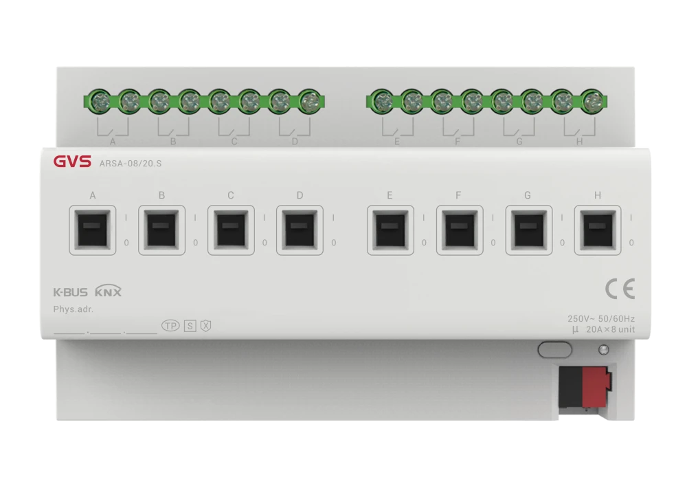 Актуатор на 8 каналов, 20А KNX Secure