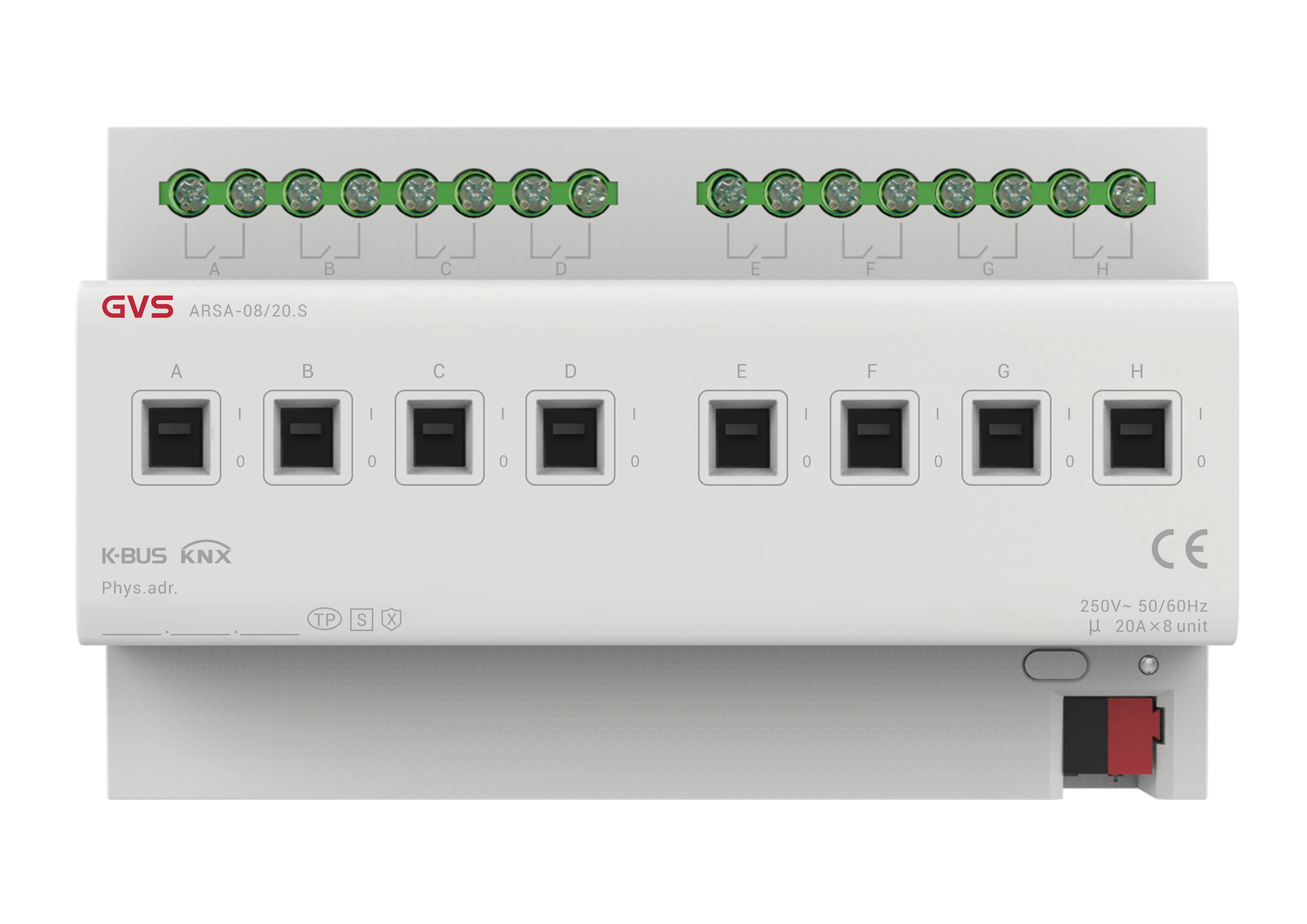 Актуатор на 8 каналов, 20А KNX Secure