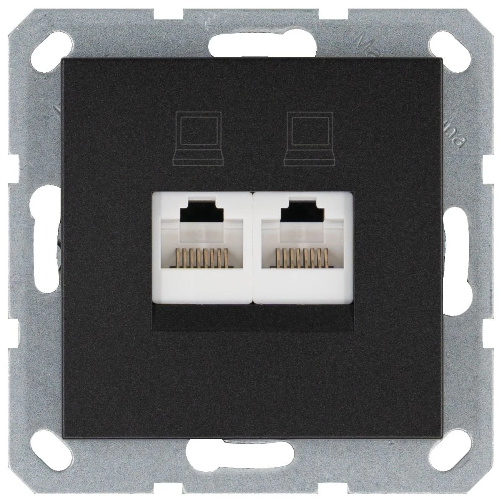 Интернет-розетка RJ-45 Jasmart в цвете «Антрацит»
