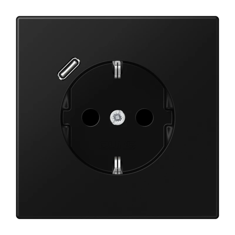 SCHUKO®-розетка с зарядным USB-устройством (быстрая зарядка JUNG Quick Charge®), Safety Plus, Лакированный термопласт