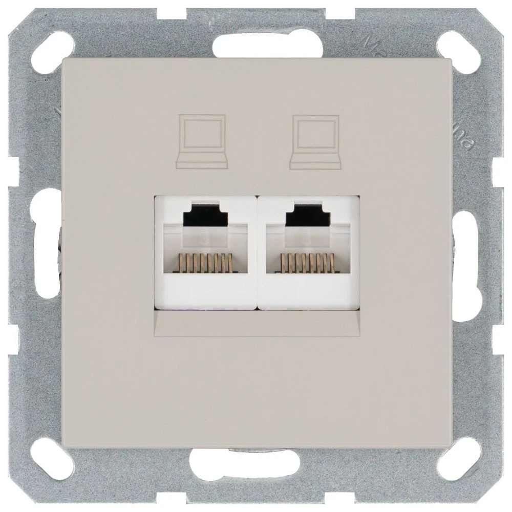 Интернет-розетка RJ-45 Jasmart в цвете «Тауп»