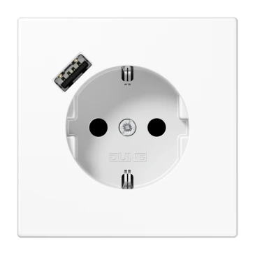 SCHUKO®-розетка с зарядным USB-устройством (быстрая зарядка JUNG Quick Charge®), Safety Plus, Термопласт