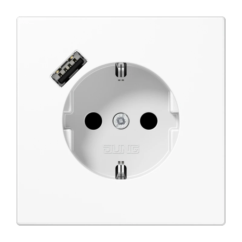 SCHUKO®-розетка с зарядным USB-устройством (быстрая зарядка JUNG Quick Charge®), Safety Plus, Термопласт