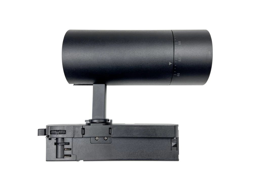 Трековый светильник ZOOM PLUS 220V, 25W, Ø72, 3000K, 20°~60° , черный