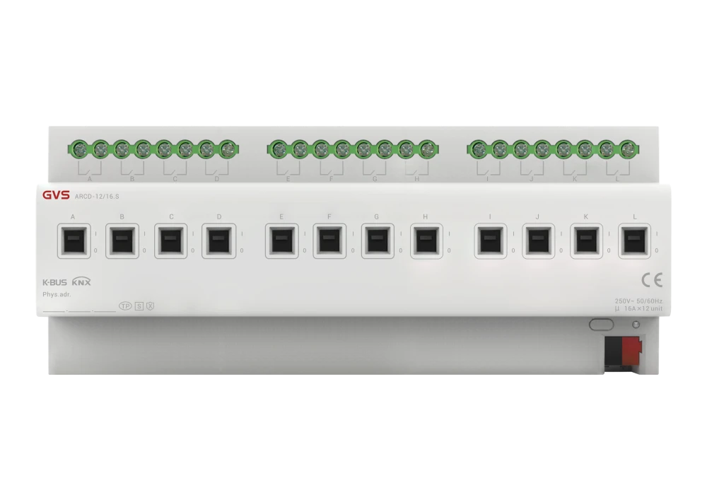 Актуатор на 12 каналов, 16А с измерением тока, KNX Secure