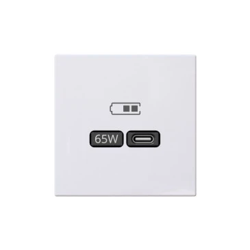 Розетка 2-м USB зарядка СП серия FD тип A+C 65Вт 220-240В 50-60Мгц механизм бел. глянцевый Jasmart FD6065W 