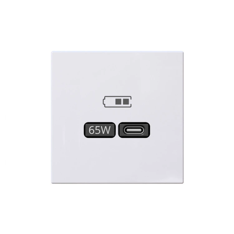 Розетка 2-м USB зарядка СП серия FD тип A+C 65Вт 220-240В 50-60Мгц механизм бел. глянцевый Jasmart FD6065W 