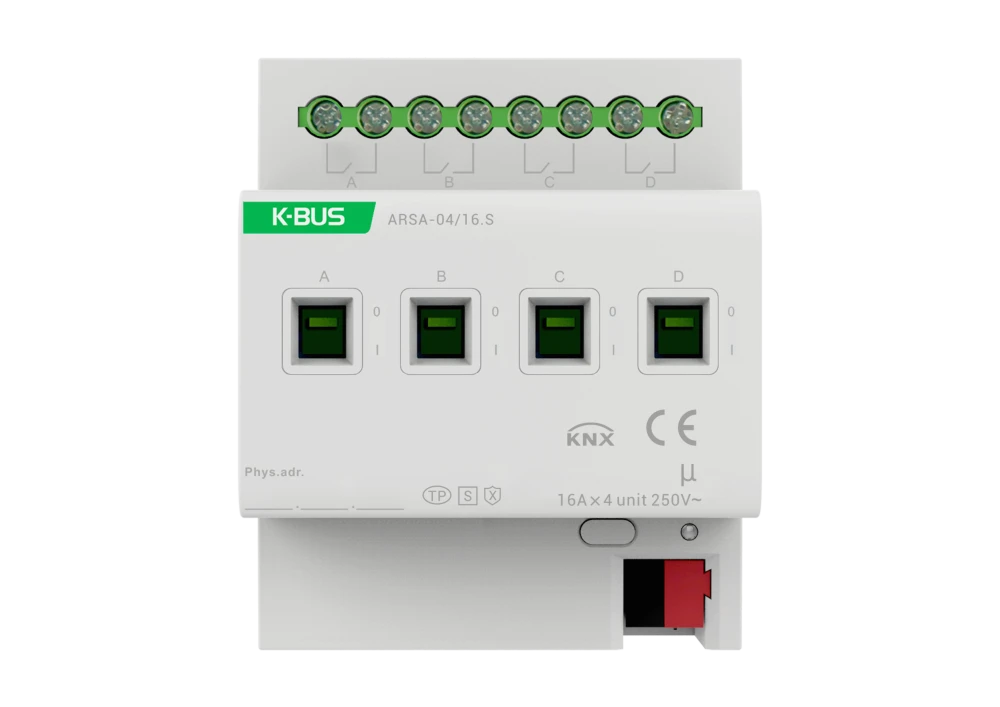 Актуатор на 4 канала, 16А KNX Secure