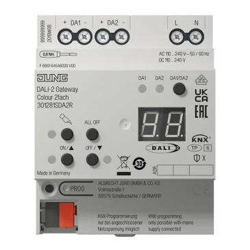 KNX шлюз DALI-2 Colour, 2 группы, устройство для крепления на Din-рейку, 4 установочных модуля, KNX Data Secure 