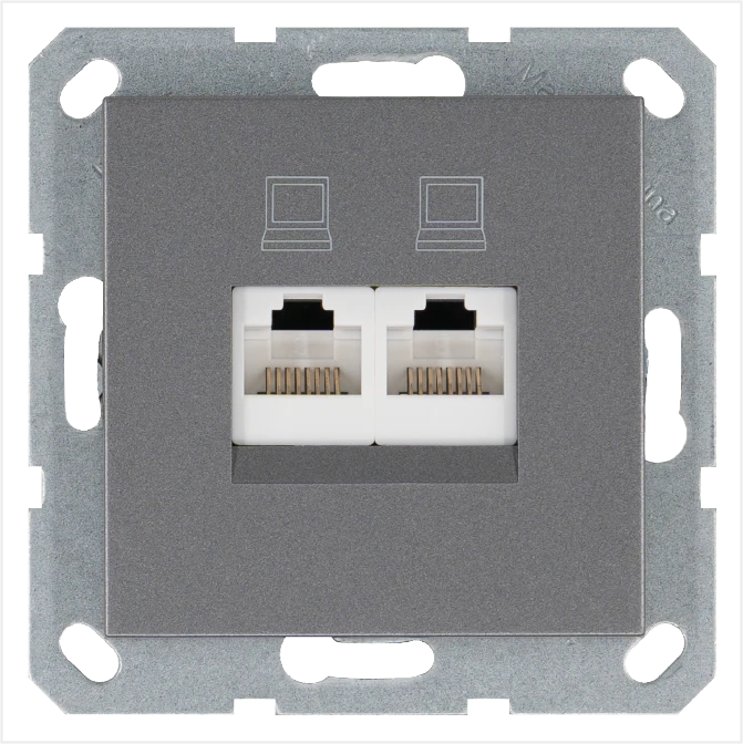 Интернет-розетка RJ-45 Jasmart в цвете «Алюминий»