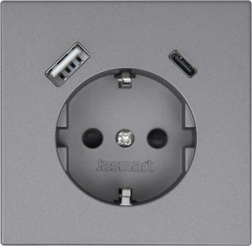 Розетка Jasmart с USB в цвете «Никель»